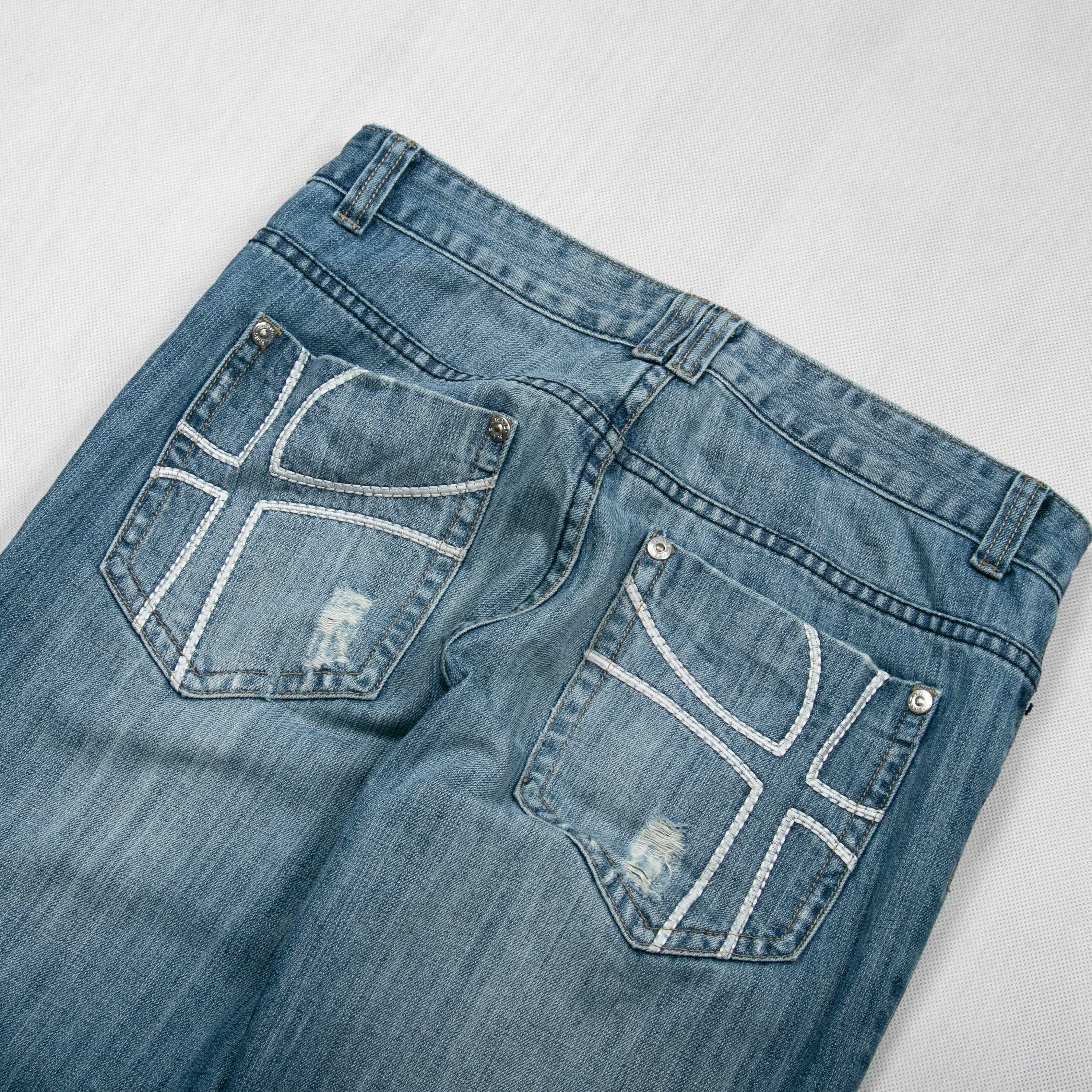 N+1 jeans y2k krzyże spodnie jeansowe 32us niski stan