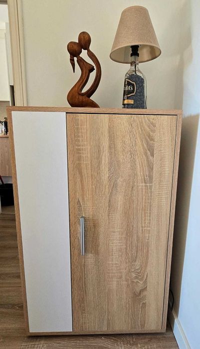 Mobília Sala Completa / Estante / Conjunto Castanho e Branco
