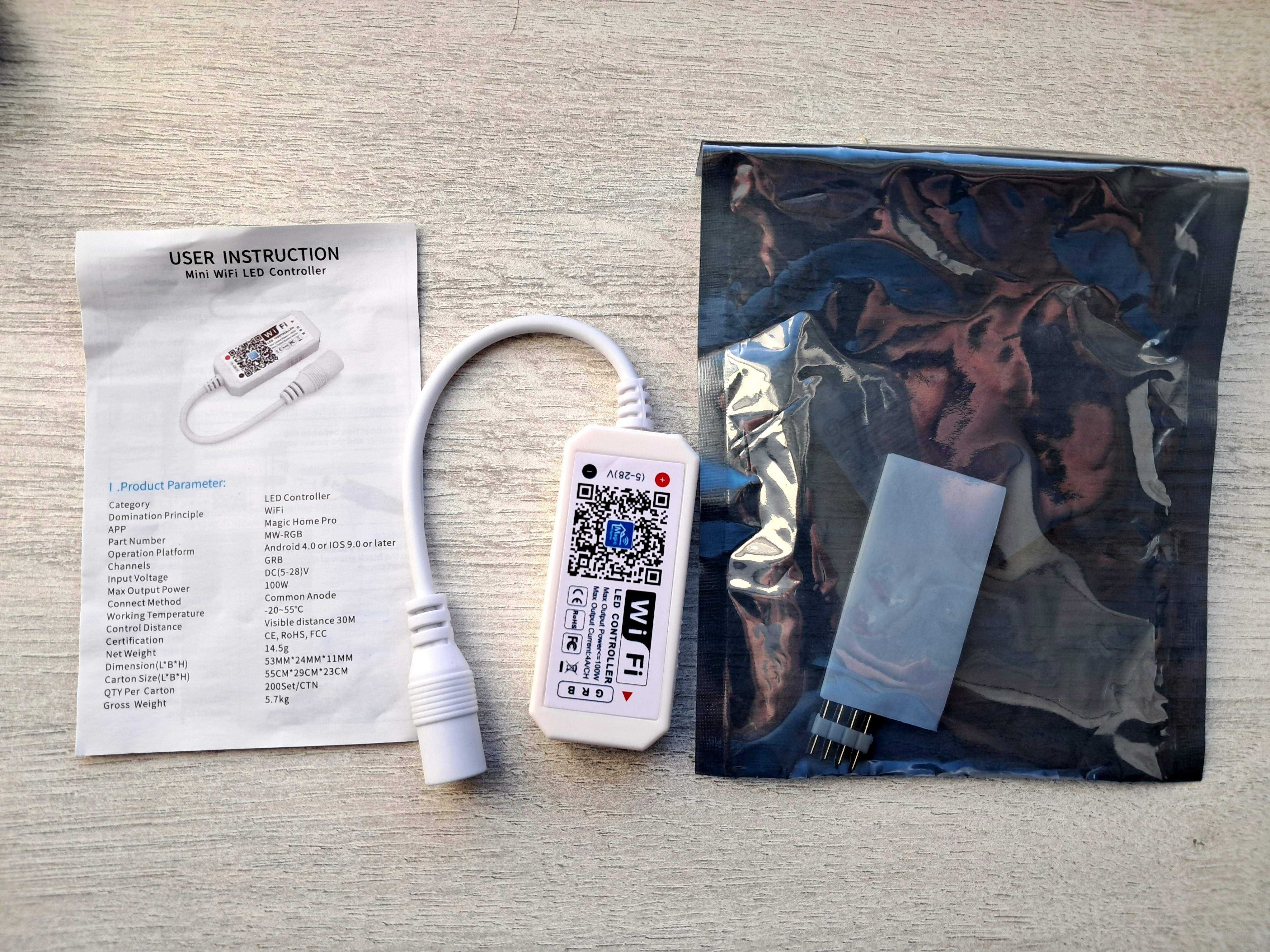 RGB LED контроллер WiFi 5V-24V до 4А на канал (100 Вт)