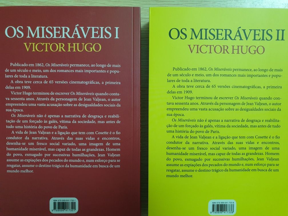 Os Miseráveis VOL I e II de Victor Hugo NOVOS NÃO MANUSEADOS