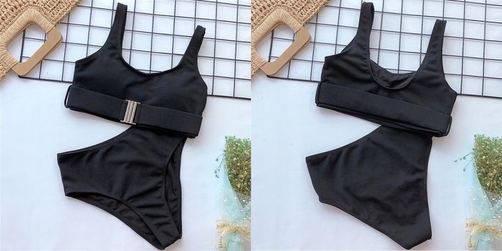 Strój Kąpielowy Damski Dwuczęściowy Kostium Wysoki Stan Top Bikini Kol