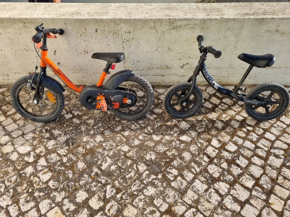 2 bicicletas pedais equilíbrio criança 3-5 anos Decathlon e sawyer bik