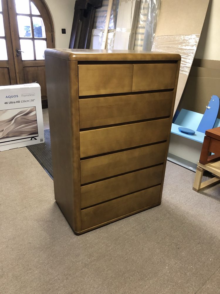 Komoda buk rustikal lakier z 7 szufladami 80x48x123 cm