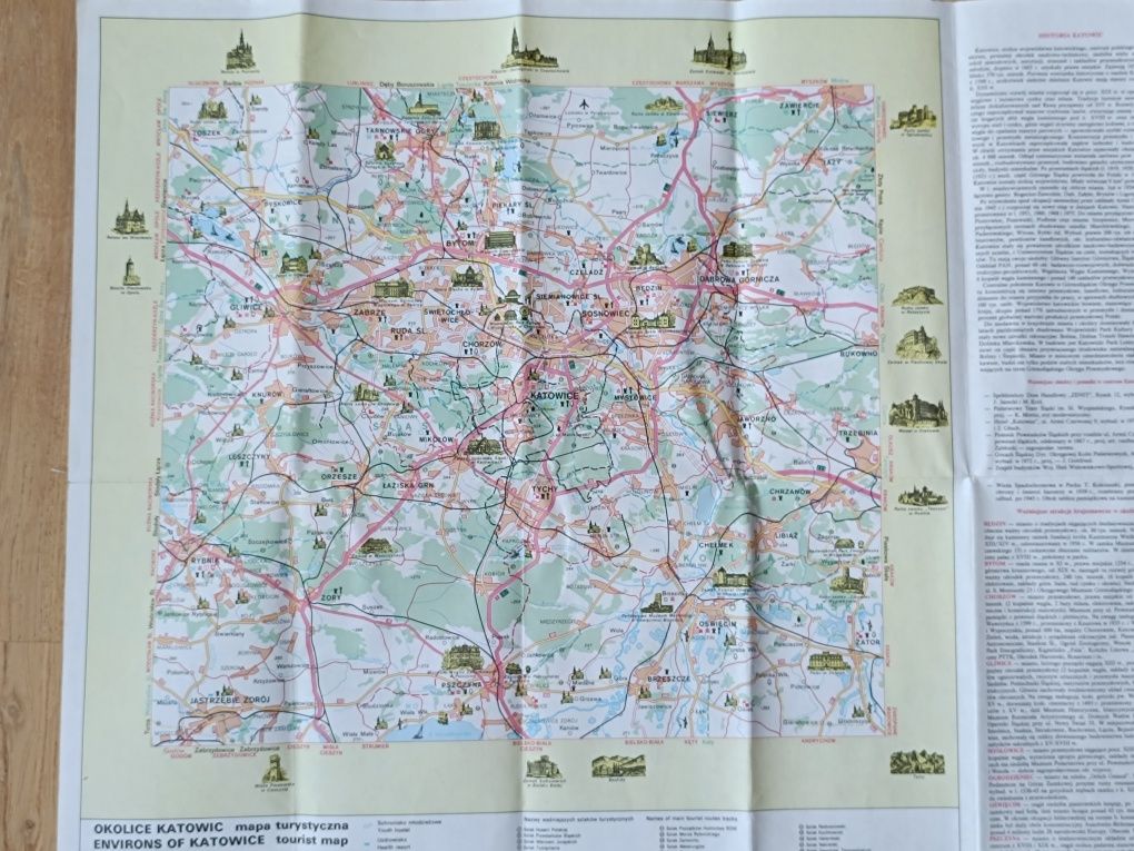 Stara mapa plan miasta Katowice 1990r.