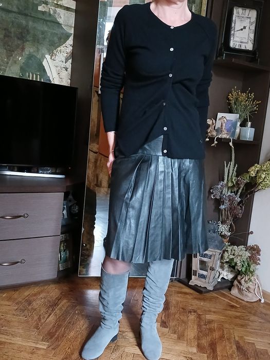 Спідниця натуральна шкіра М-шкіряна міді юбка