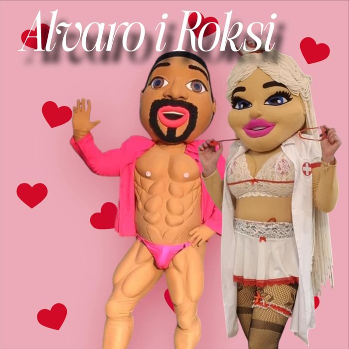 Maskotki na imprezy Skolim Alvaro koleżanka Roksi  i Jesica Miś  albo