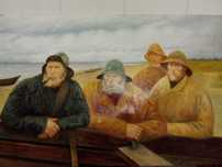 Tela pintada á mao/ pescadores