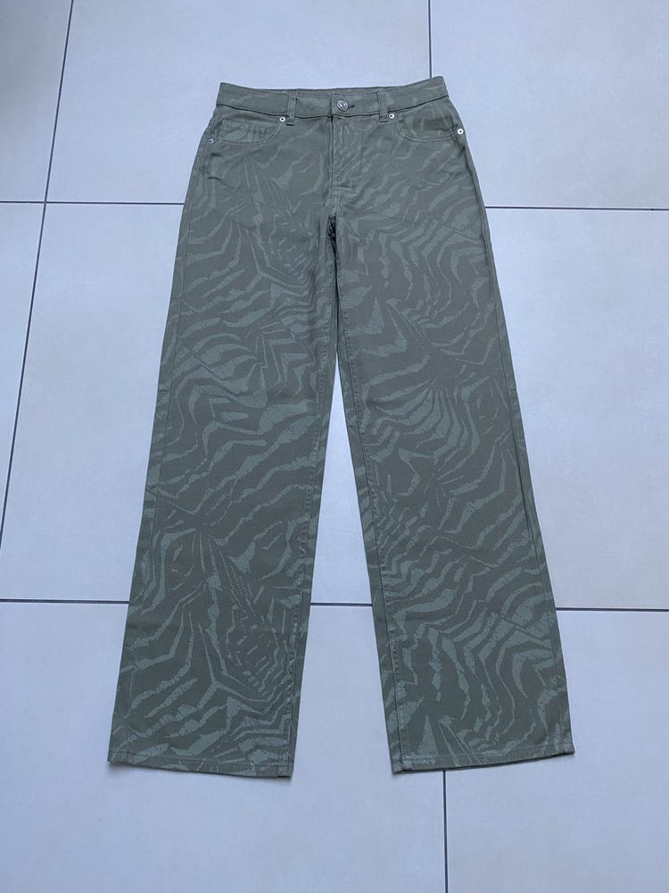 Spodnie H&M rozm. 34 (164) szeroka nogawka oliwkowe