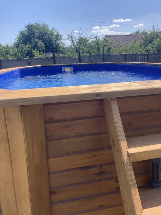 Дерев'яний басейн. Під ключ. Каркасный деревянный бассейн.