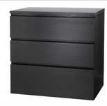 Komoda Malm z ikea czarna 3 szuflady stan igła