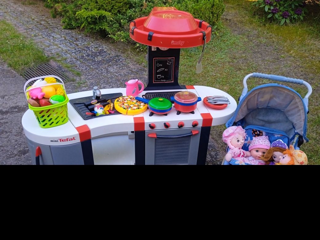 Zestaw zabawek dla dzieci wózek dla lalek spacerówka kuchenka smoby