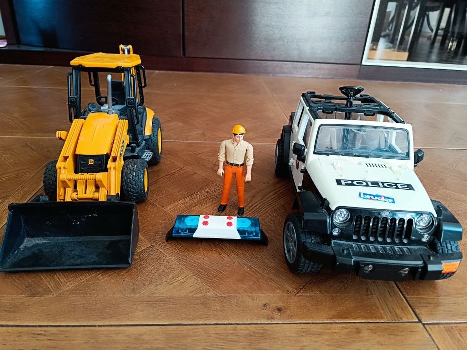 Bruder koparka i jeep policyjny sygnał dzwiękowy