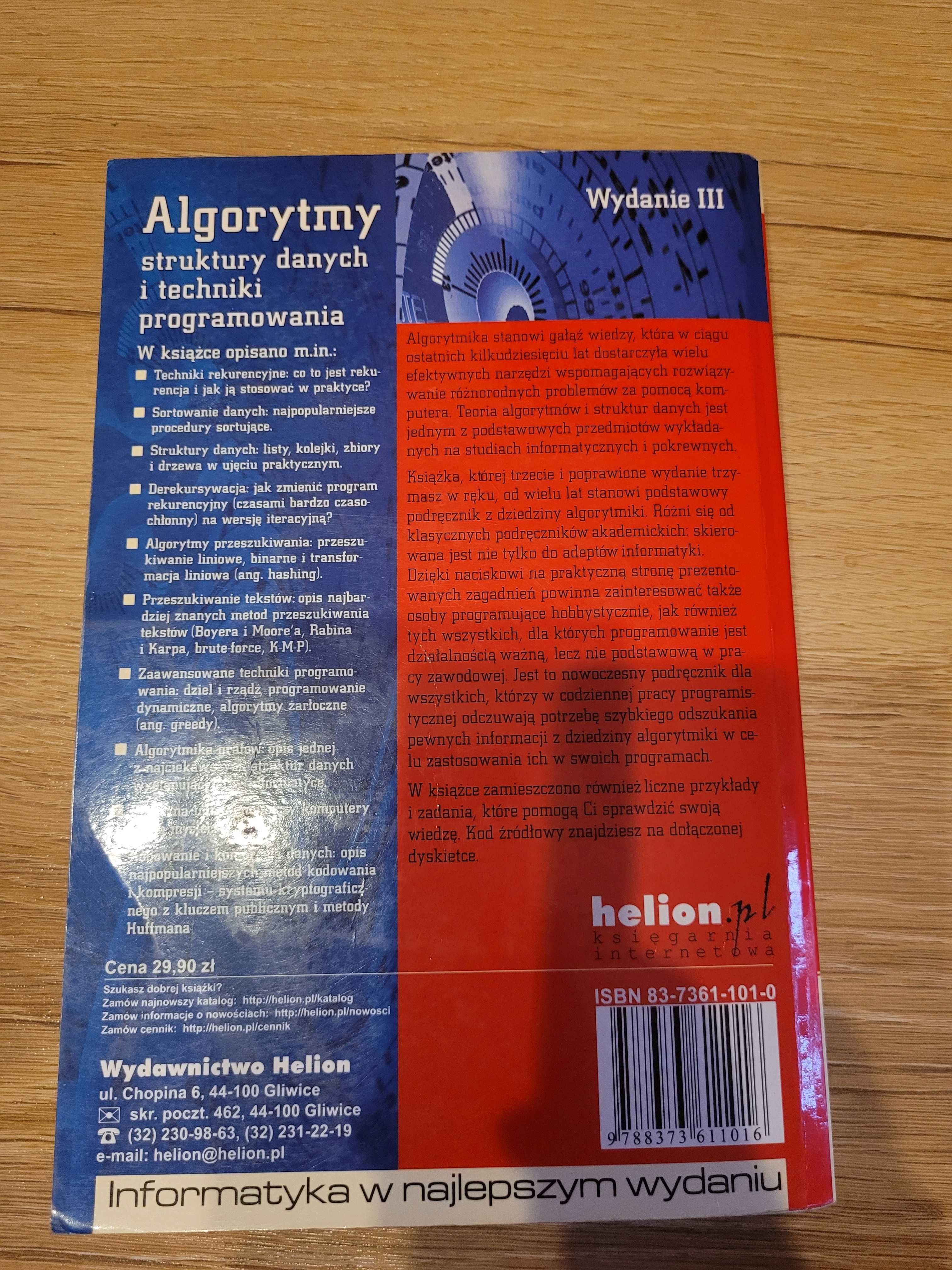 Algorytmy struktury danych i techniki programowania Wróblewski Helion