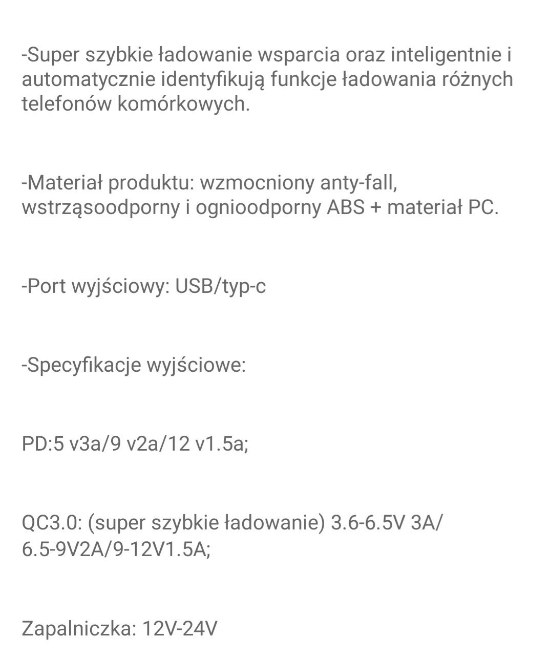 Rozgaleznik gniazda zapalniczki usb 3.1 a napiecie ładowania akumulato