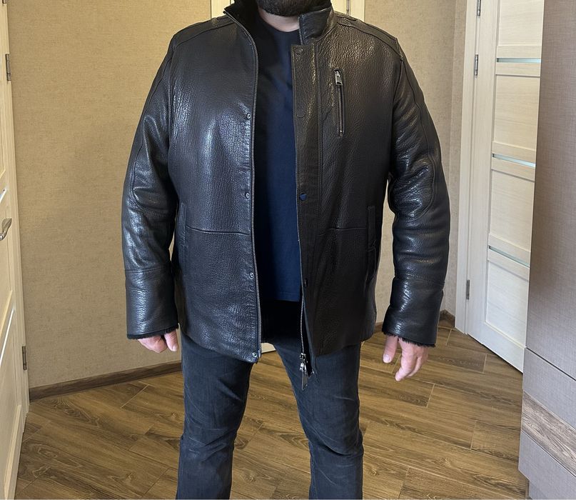 Куртка шкіряна зимова чоловіча з хутром