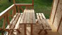Meble ogrodowe drewniane, Stół ławka ławki, Zestaw mebli
