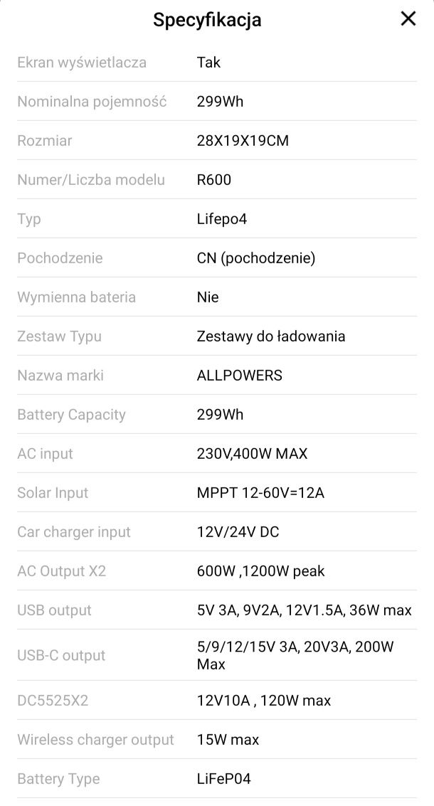 Elektrownia przenośna 600W