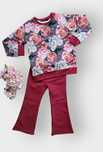 DRES dla dziewczynki HANDMADE spodnie DZWONY  bluza w kwiaty
