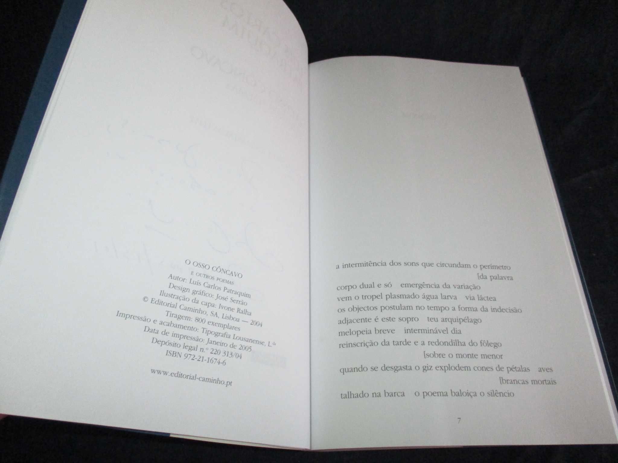 Livro O Osso Côncavo e outros Poemas Luís Carlos Patraquim Autografado