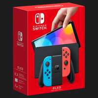 Switch OLED with Neon Blue and Neon Red Joy-Con