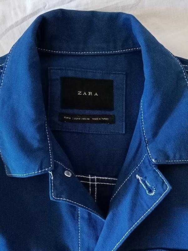 Мужской пиджак зара котоновый жакет куртка с контрастной отделкой ZARA