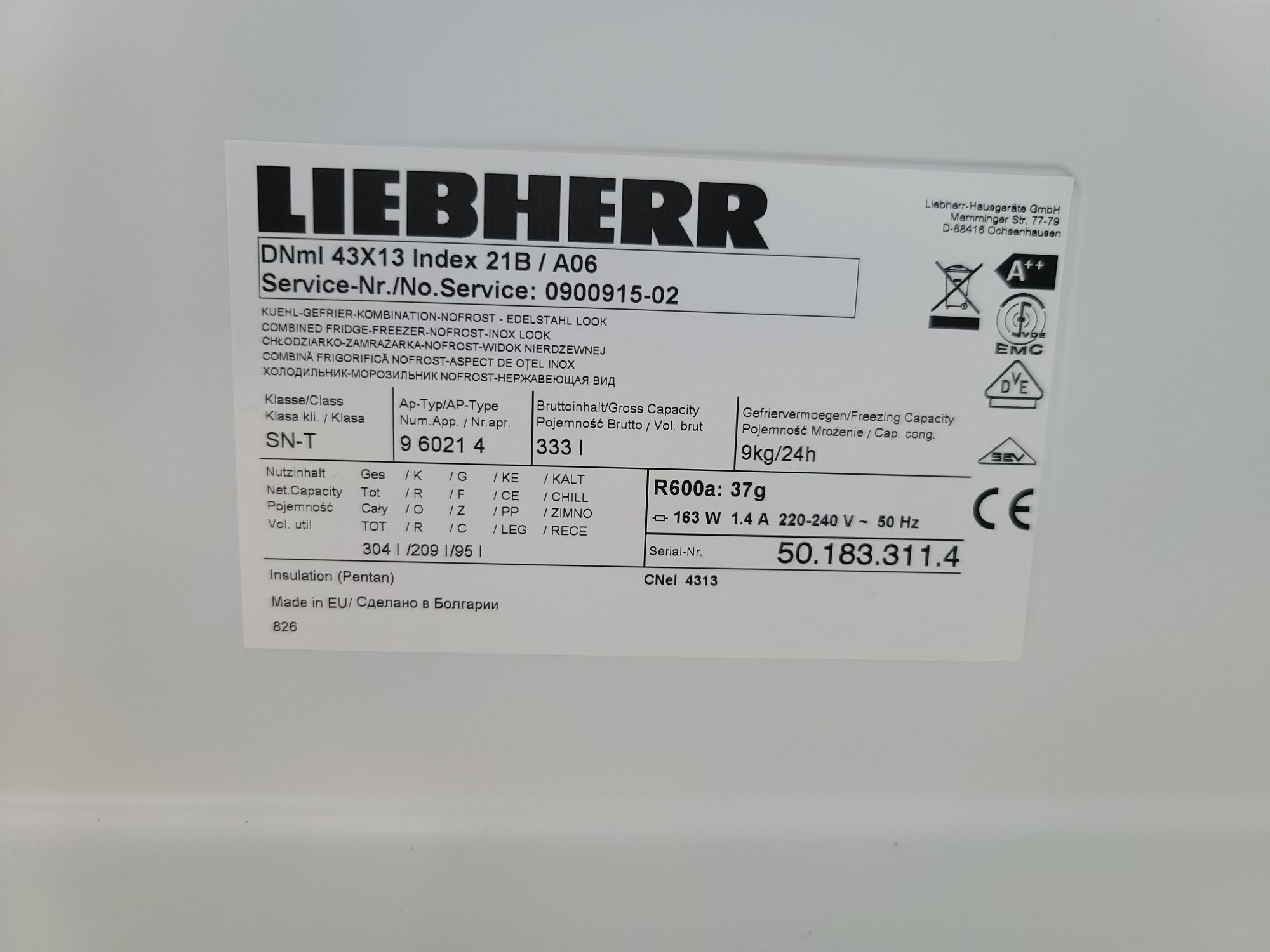 Lodówka Liebherr 185cm A+++ NOFROST Gwarancja Fv 23%