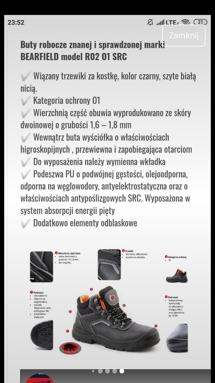 Buty męskie robocze rozm 39