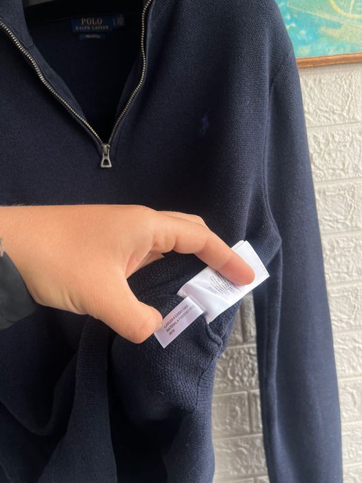 Светр Polo Ralph Lauren 1/3 zip темно-синій на молніі рЛ