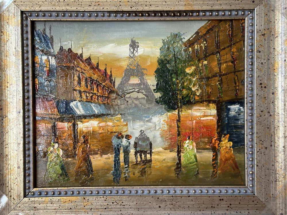 Новая картина пейзаж Париж холст масло в раме 5