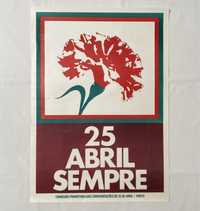 Cartaz poster Revolução Cravos 25 de Abril Sempre antigo