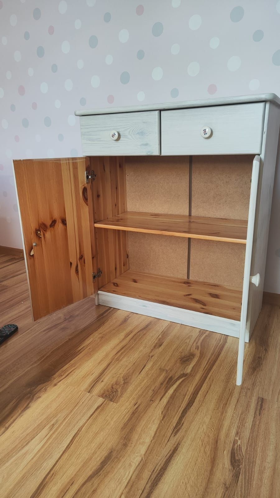 Zestaw meblii szafa + 2 komody + biblioteczka białe lite drewno sosna
