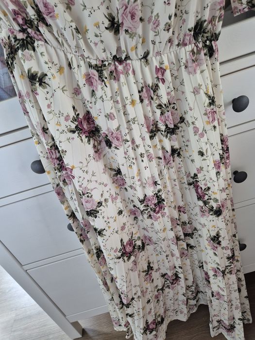 Piekna elegancka jal Nowa sukienka na jedno ramie w kwiaty, midi
