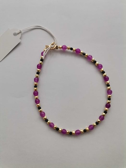 Bransoletka kamienie hematyt srebro pozłacane jaspis kamień fuksja