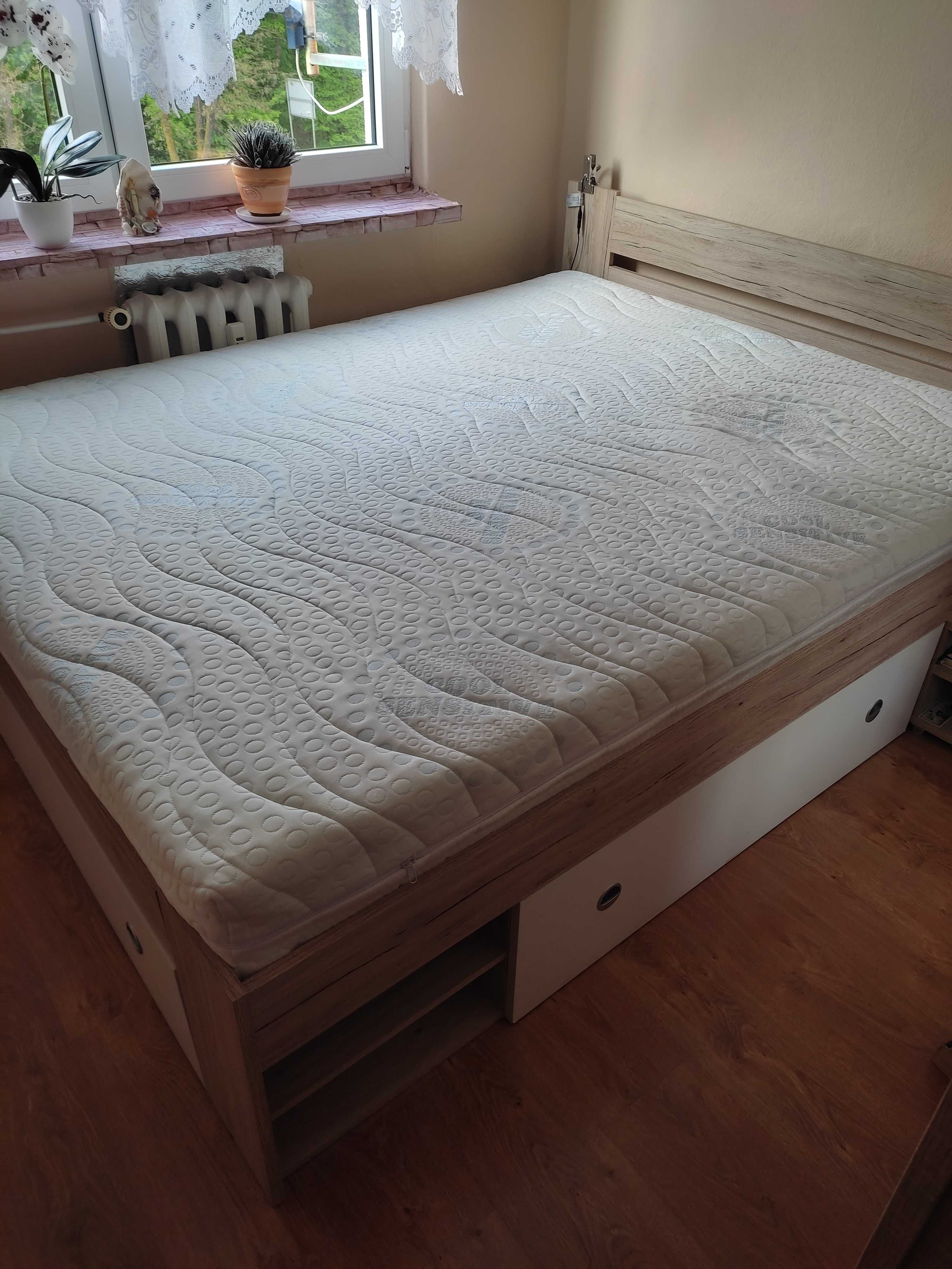 Łóżko Stefan 160x200 ze stelażem i materacem, zestaw łóżko materac