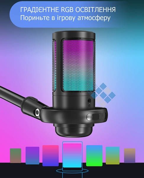 Микрофон для ПК,конденсаторный,RGB,ME6S,PS4/PS5/Mac,USB type-C