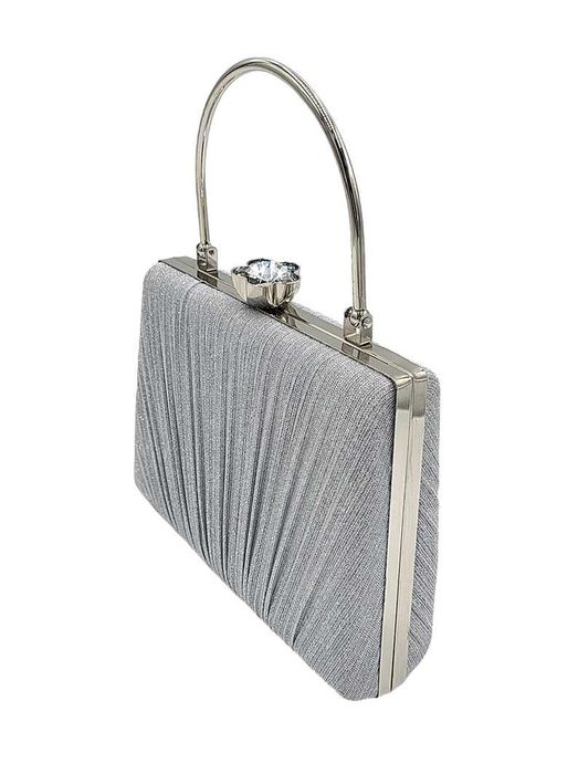 Torebka wizytowa puzderko kopertówka srebrna z łańcuszkiem