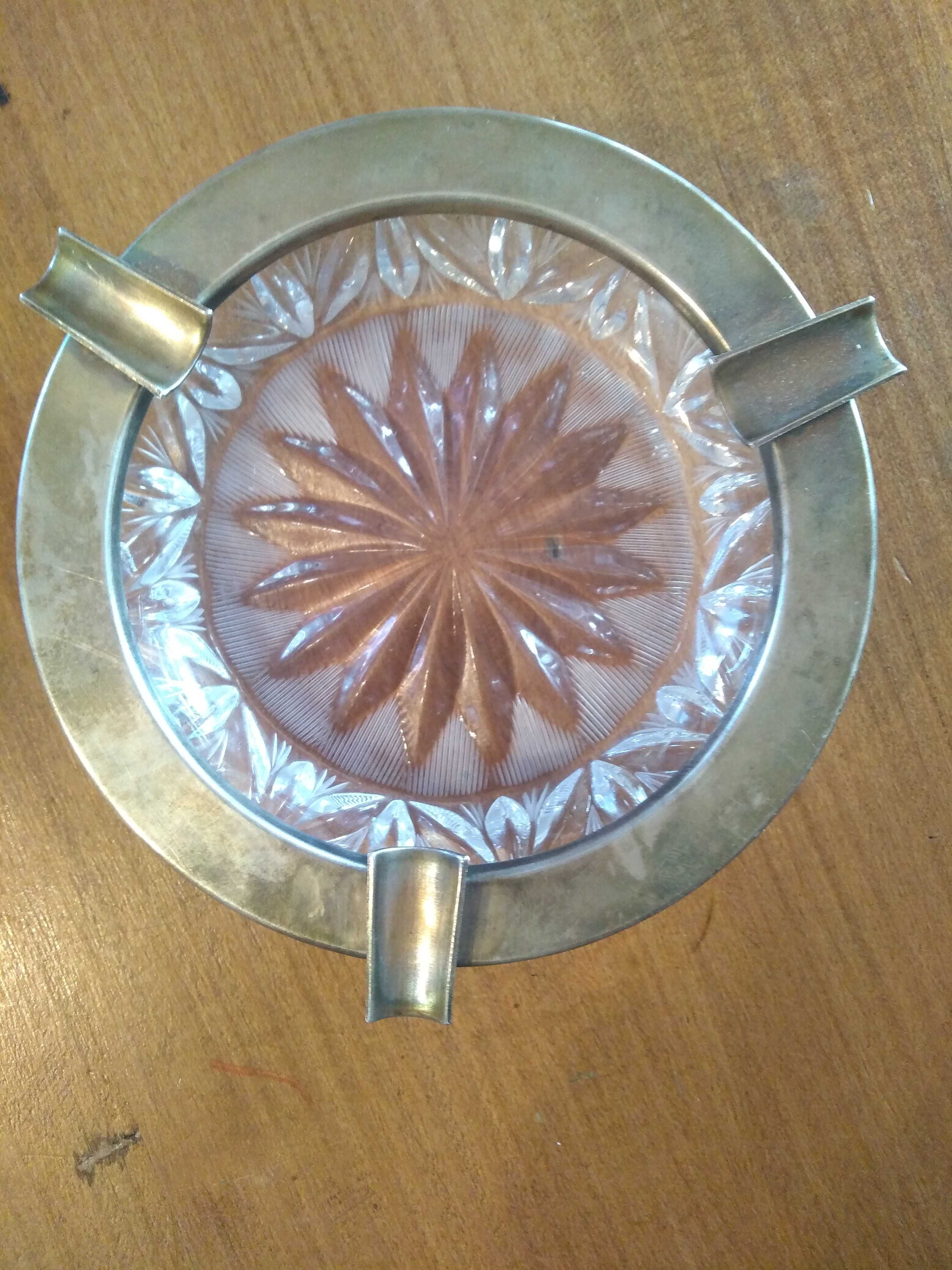 Popielniczka do cygara kryształ vintage posrebrzana piękna prl