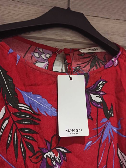 Mango nowa z metką sukienka 100% viskoza Midi floral print rozm. S
