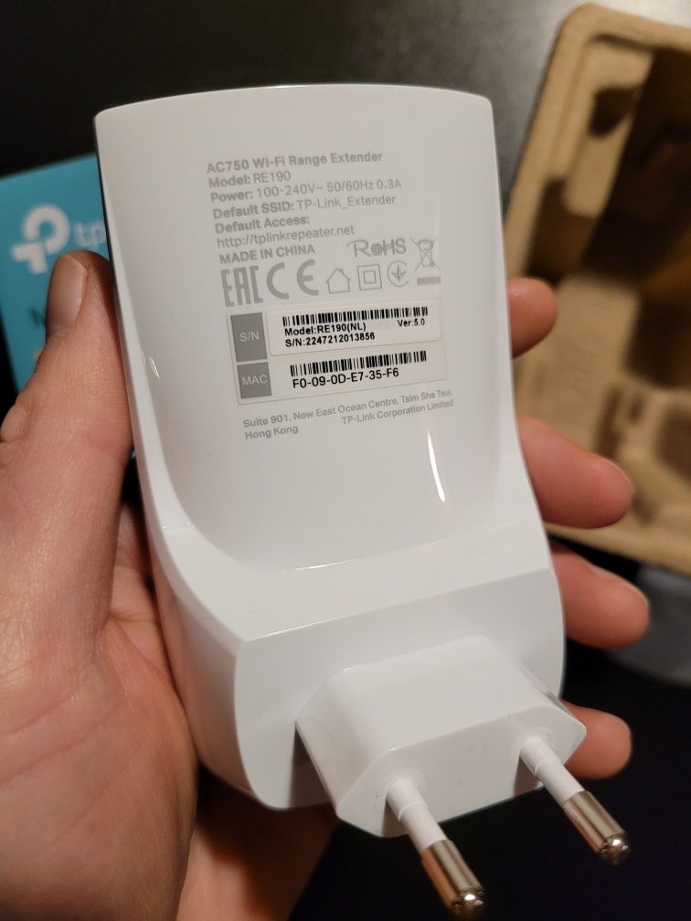 Wzmacniacz sieci TP-LINK RE190 2.4 / 5 GHz, Wi-Fi 5 802.11 a/b/g/n/ac