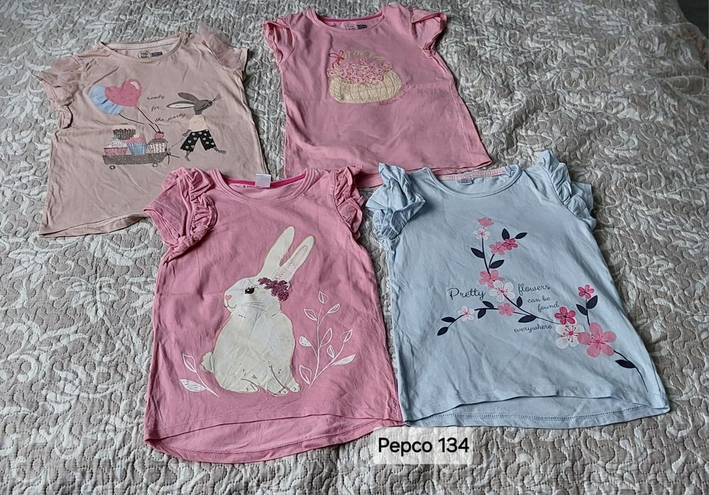 Zestaw koszulek t shirtow dla dziewczynki na rozmiar 134