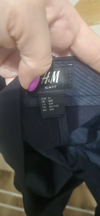 Spodnie garniturowe  granat męskie H&M rozm 52