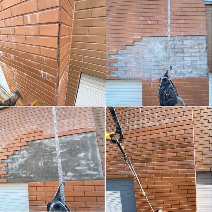 Lavagem e Pintura de fachadas em Rappel (acesso por cordas)