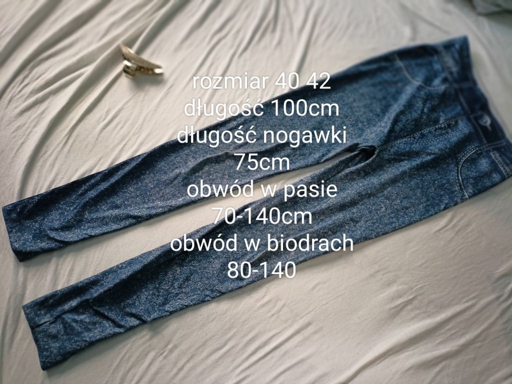 Elastyczne spodnie getry legginsy imitacja dżinsu M L 40 42