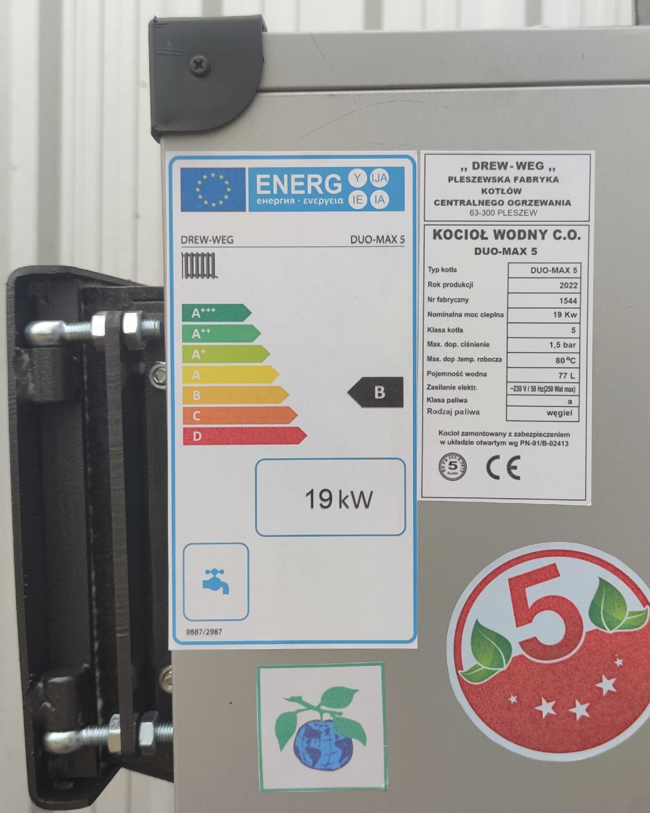 KOCIOŁ PIEC 19 kw drewno + węgiel, 4 kanały, DUŻY ZASYP, DOSTAWA 48H