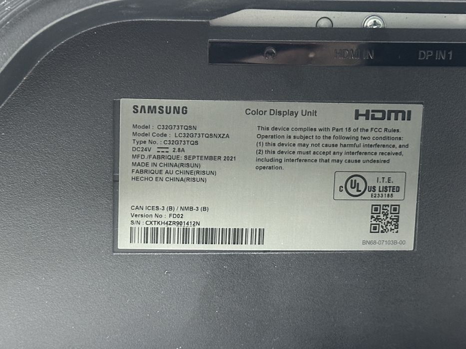 Samsung Odyssey G7 32" 1440p Qled Curved Monitor 240Hz 1ms