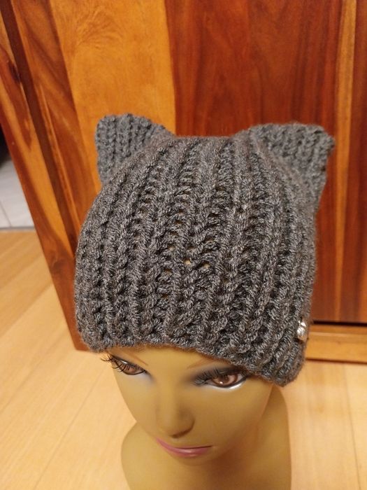Ręcznie robiona czapka- kocie uszy