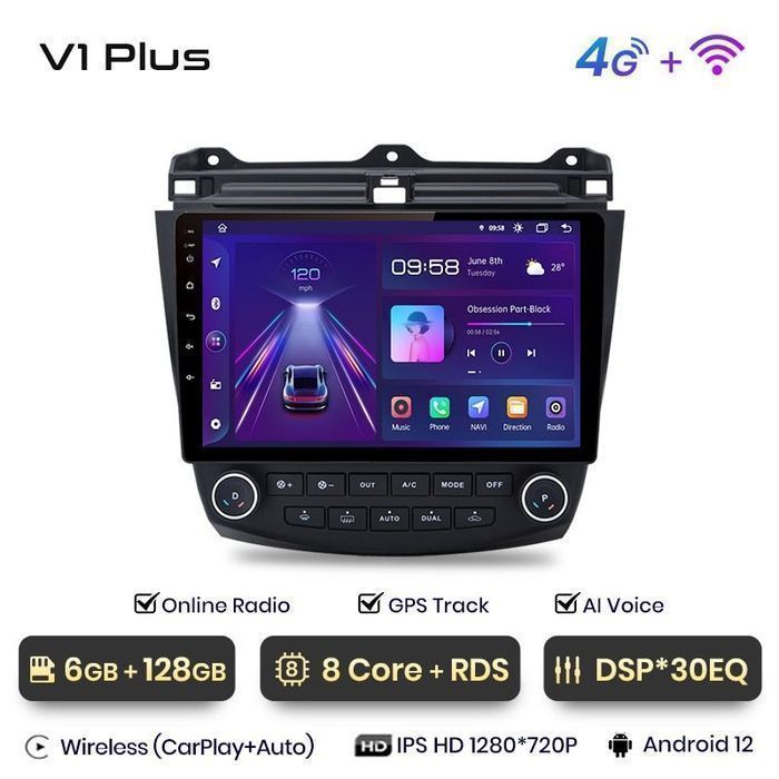 Radio nawigacja Honda Accord 7 2003 - 2008 Carplay Android 6GB 128GB