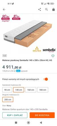 Łuzko z materacem firmy Geltex