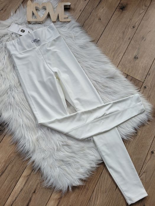 Białe legginsy La Manuel modelująve podwójna lycra