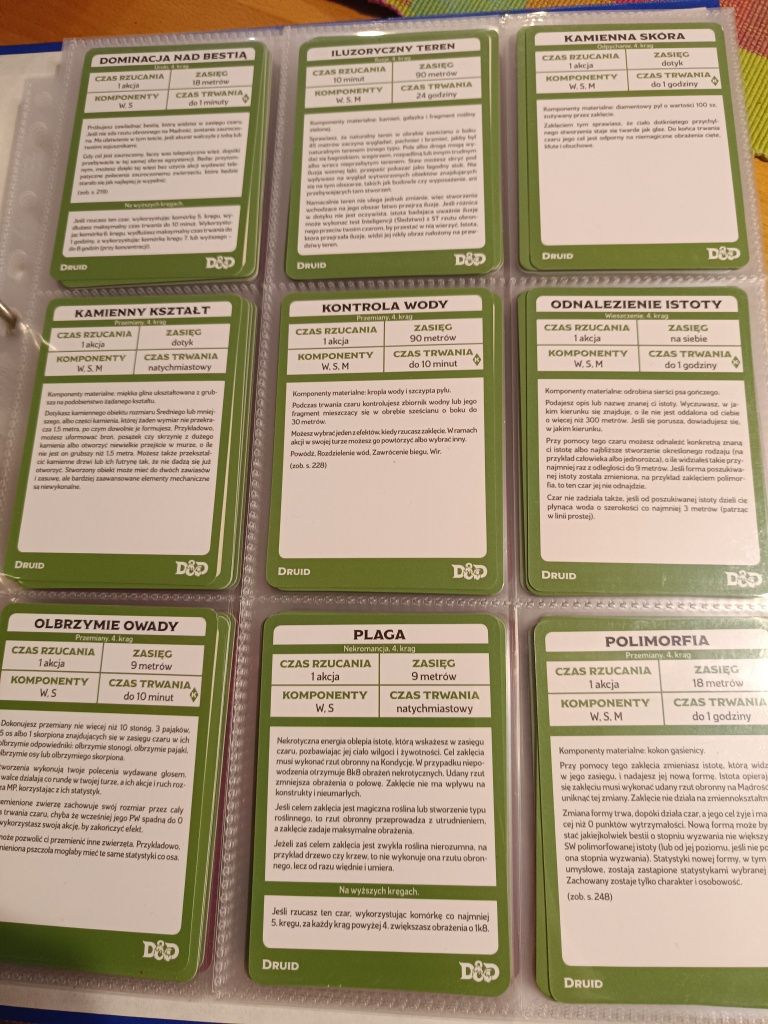 Dungeons and Dragons 5e karty czarów druida (cały komplet PL)